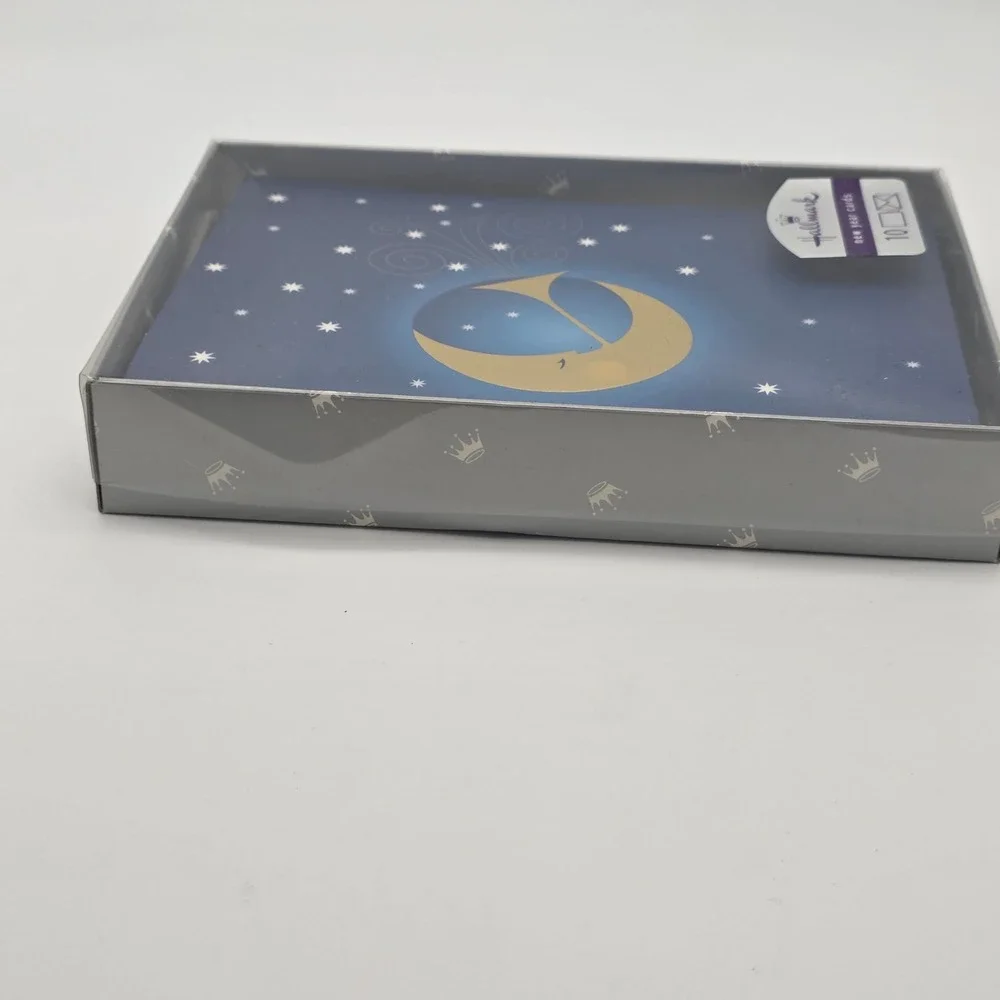 Vtg Hallmark New Year Cards 9ct Blue Gold Celestial Moon Stars Y2K Whimsical 90s